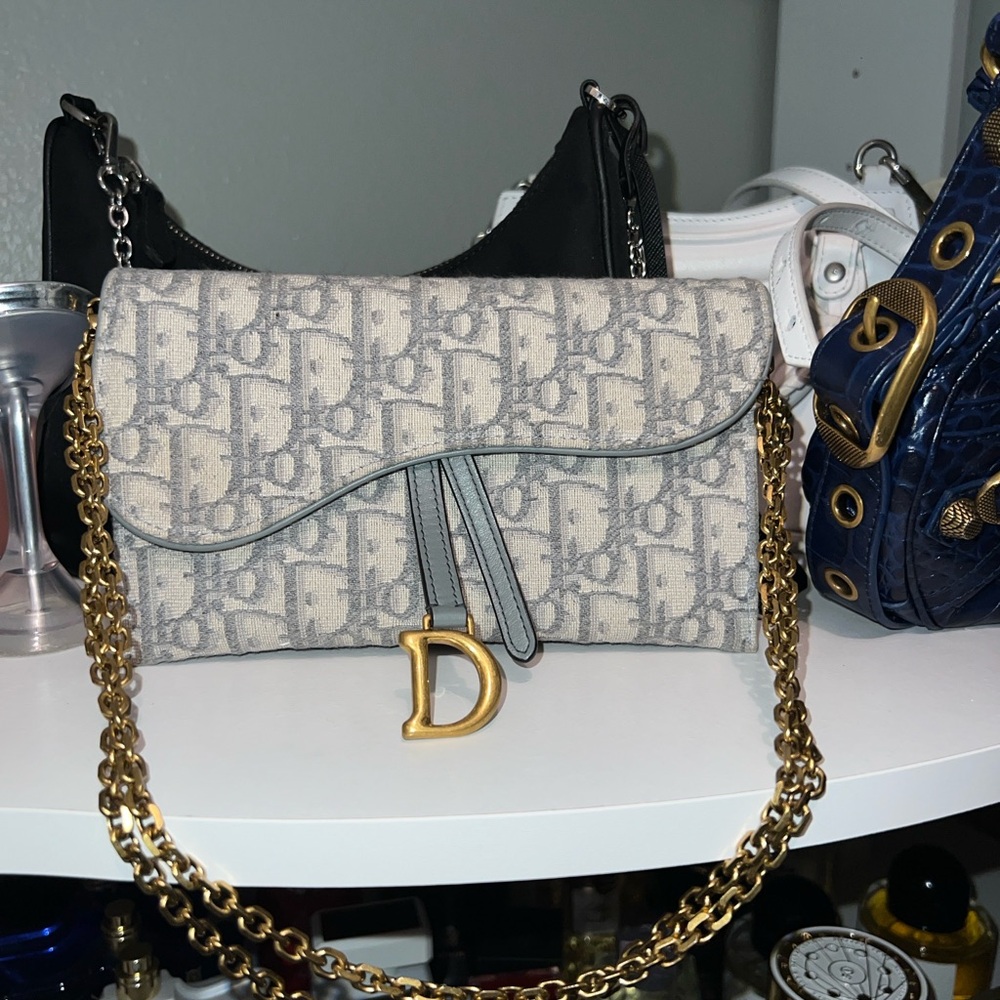 Dior saddle wallet on chain